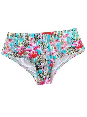 NEW Apparel Hot Pink Orchid Turquoise Bamboo High Waist Pinup Bikini Bottoms S